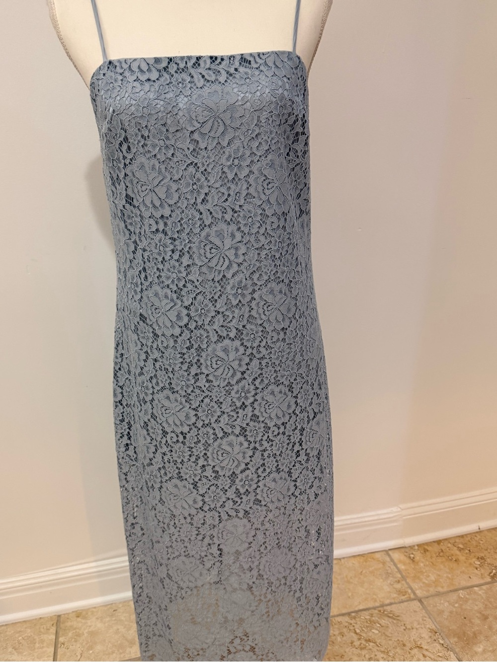 GAP Light Blue Lace Spaghetti-Strap Maxi Dress